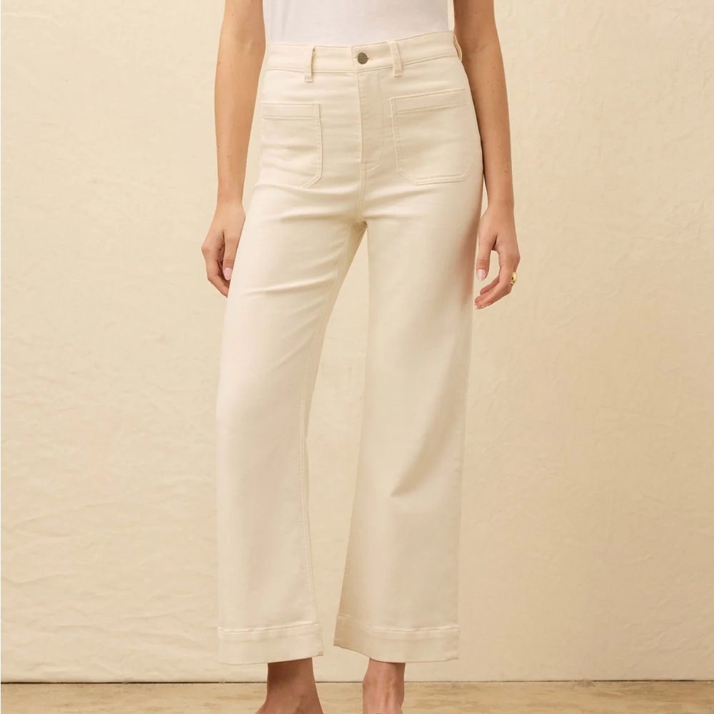 NWT Faherty Stretch Terry Patch Pocket Ankle Pant - Egret